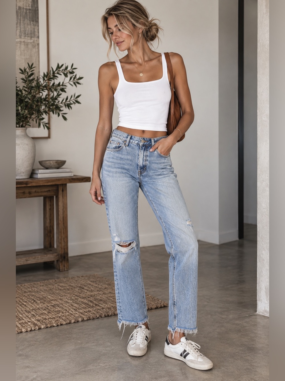 Agolde Women’s 26 Light Wash Distressed Straight Leg Jeans Raw Hem